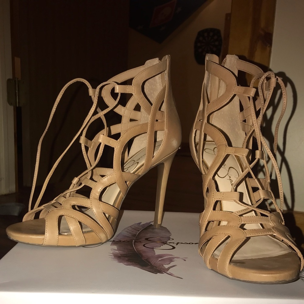Jessica Simpson Nude Strappy Heels